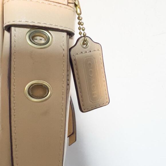Coach Purse Bag Crossbody Tan Legacy Turnlock  Smooth Leather Flap Satin Lining - Picture 5 of 15